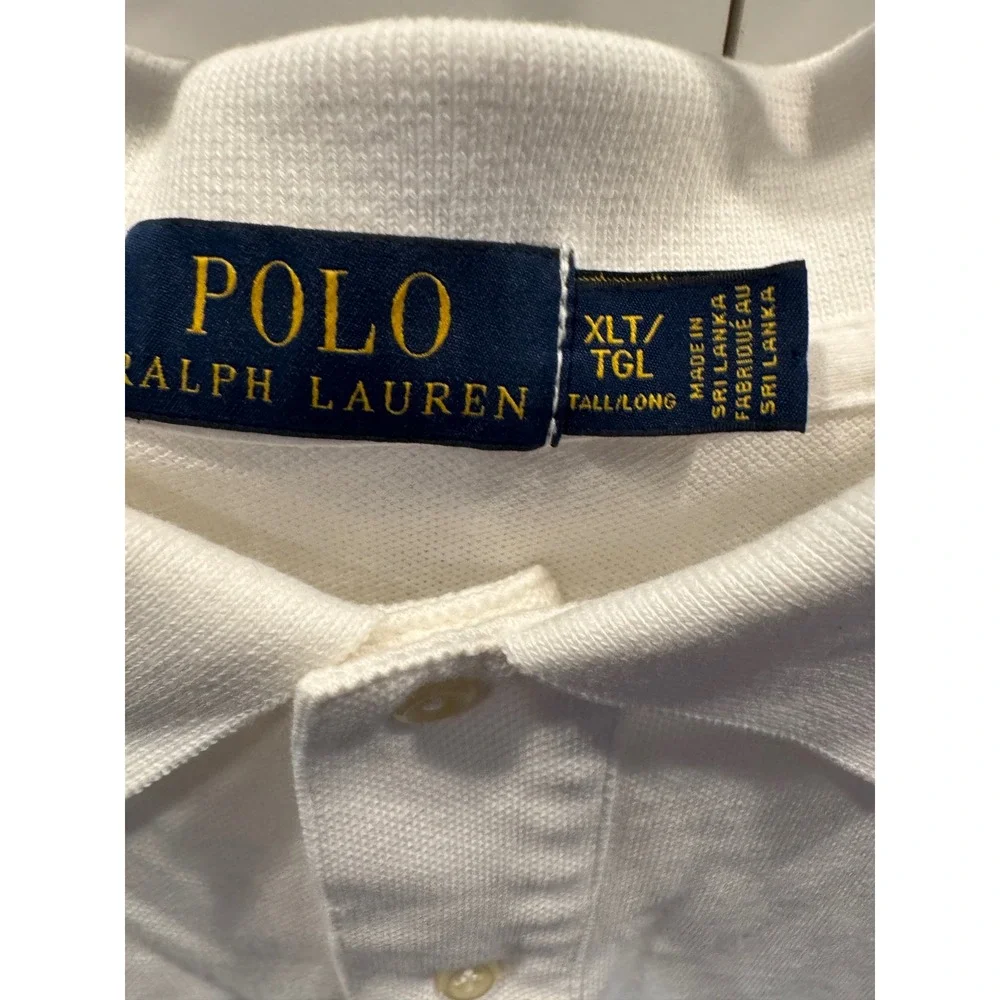 Polo Ralph Lauren Mens White Pique Cotton Short Sleeve Polo Shirt XLT Tall